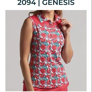 NWT Bermuda Sands Apparel Women's Red and Green Patterned Sleeveless Top.